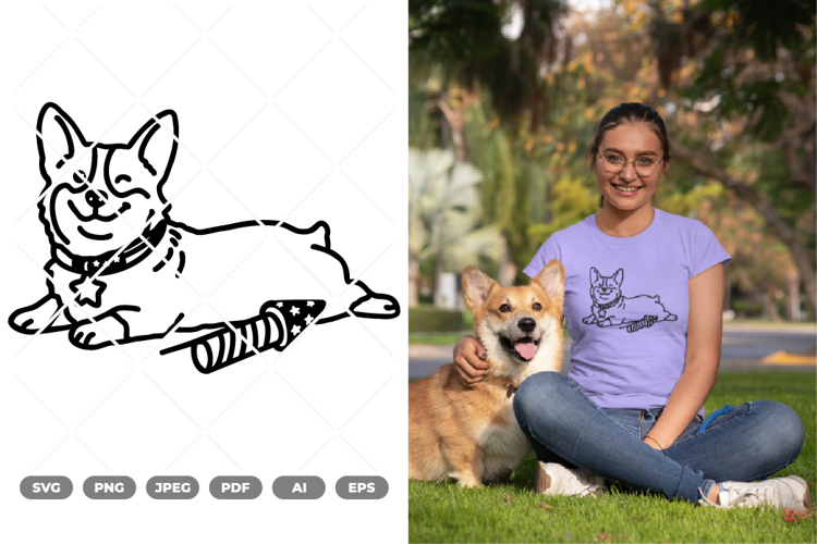 Fourth July Dog Doodle SVG   Clipart