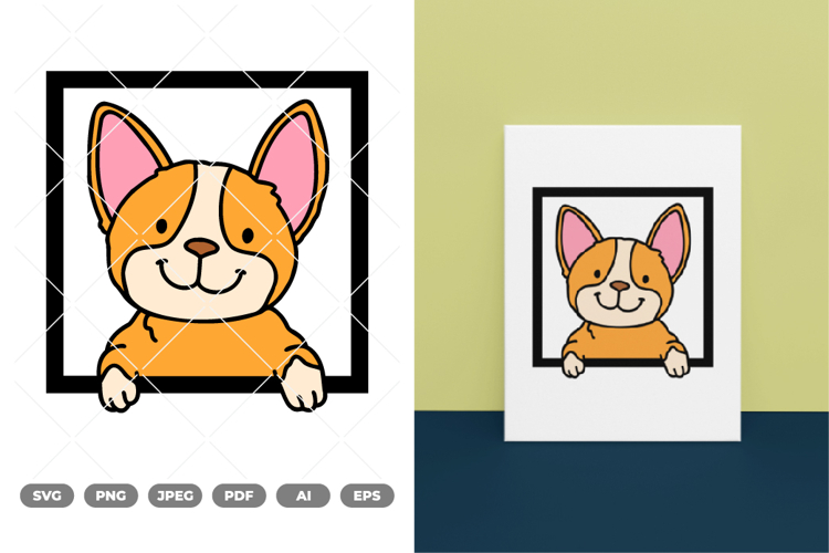 Peeking Dog Colored SVG & Clipart