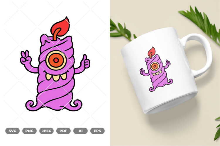 Candle Monster Colored SVG & Clipart