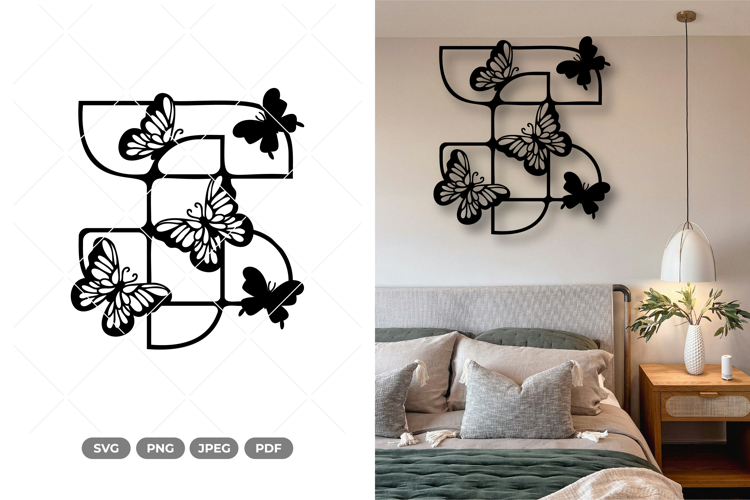 Geometrical Butterflies Wall Decor SVG   Clipart