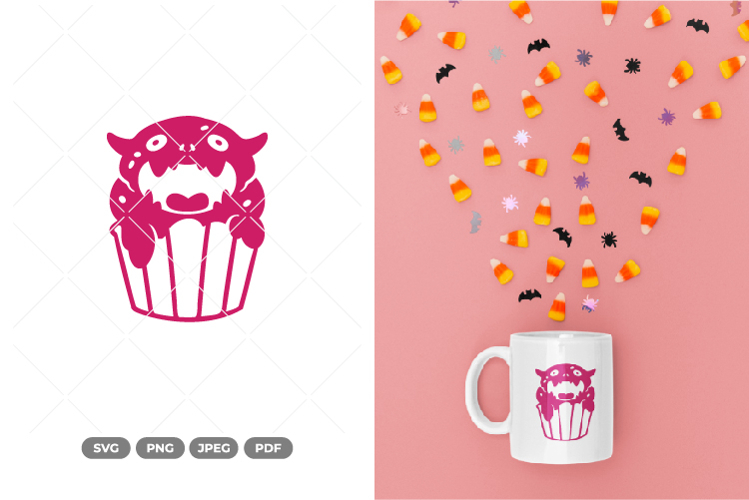 Zombie Monster Cupcake SVG & Clipart