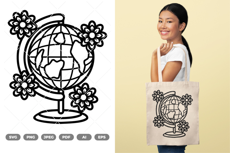 Floral Globe SVG & Clipart