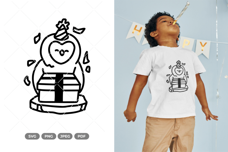 Birthday Owl Doodle SVG   Clipart