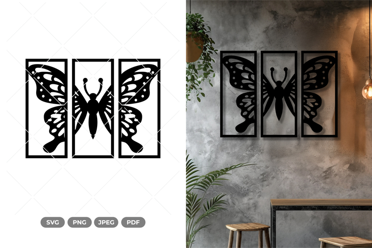Split Butterfly Wall Decor SVG - Cut File