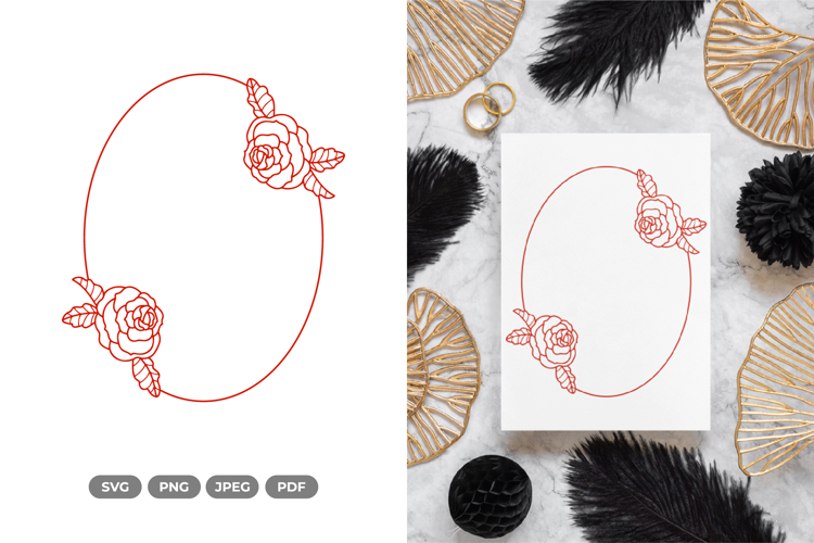 Floral Wedding Frame SVG & Clipart - Cut Files