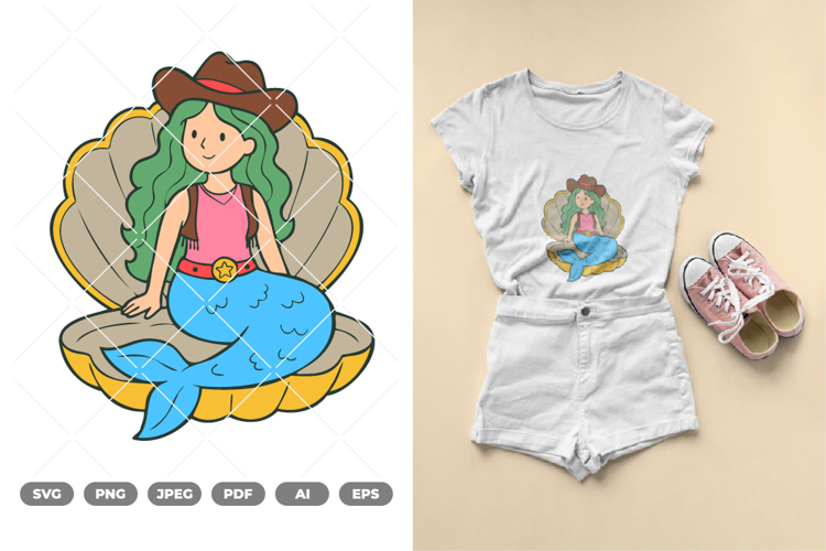 Cowgirl Mermaid SVG & Clipart