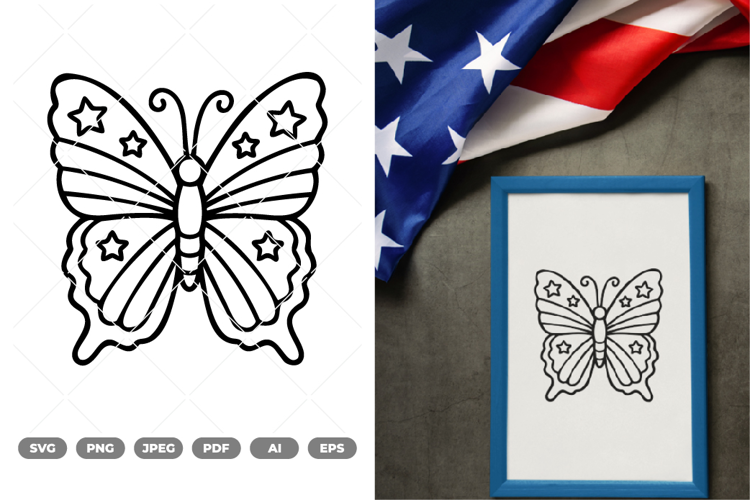 Fourth Of July Butterfly SVG & Clipart