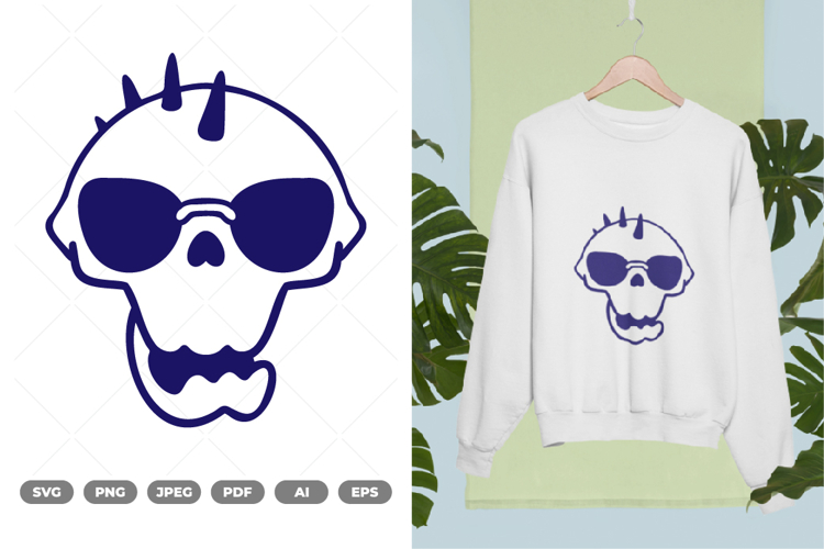 Funny Face Skull SVG & Clipart