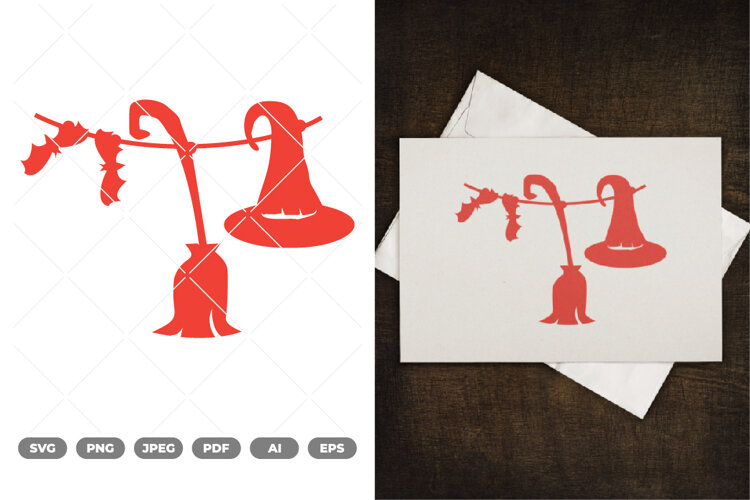 Witch Clothesline SVG & Clipart example image 1
