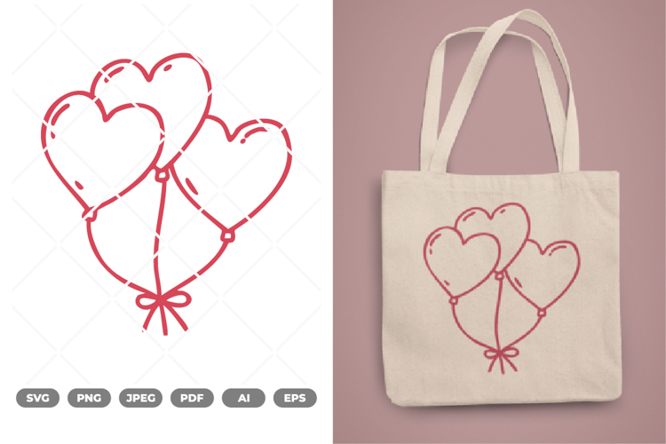 Heart Balloons SVG & Clipart example image 1