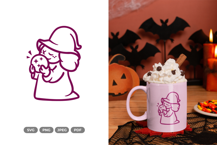 Chibi Witch SVG & Clipart - Halloween Clipart example image 1