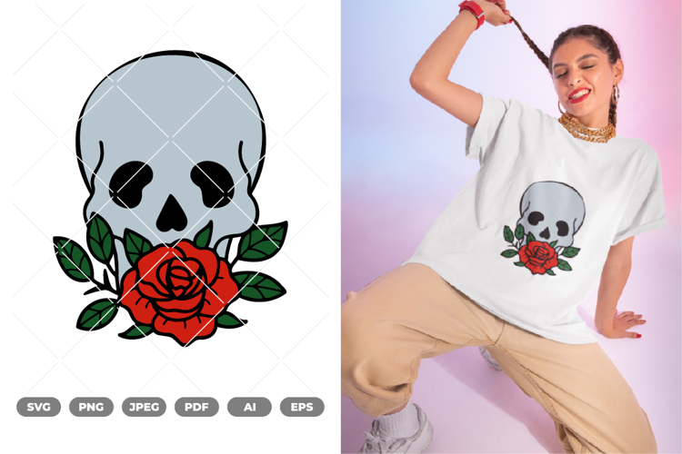 Skull and Rose Colored SVG & Clipart