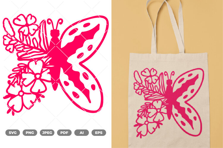 Flower Butterfly SVG & Clipart example image 1