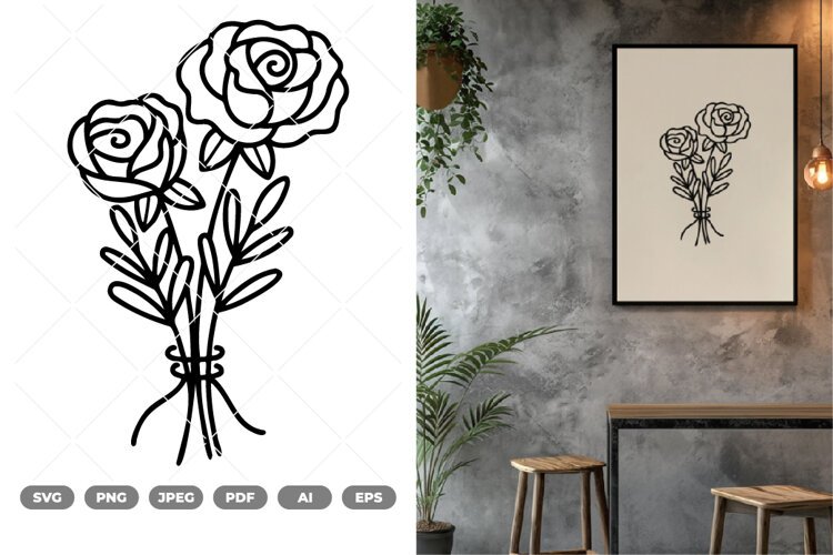 Rose Lineart SVG & Clipart example image 1