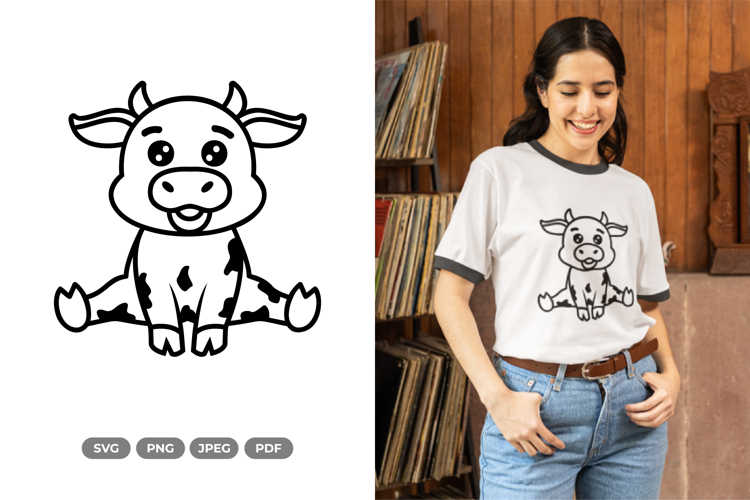 Kawaii Cow SVG   Clipart - Sitting Cow