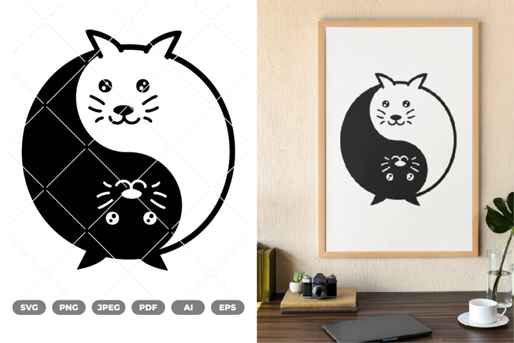 Yin & Yang Cat SVG & Clipart
