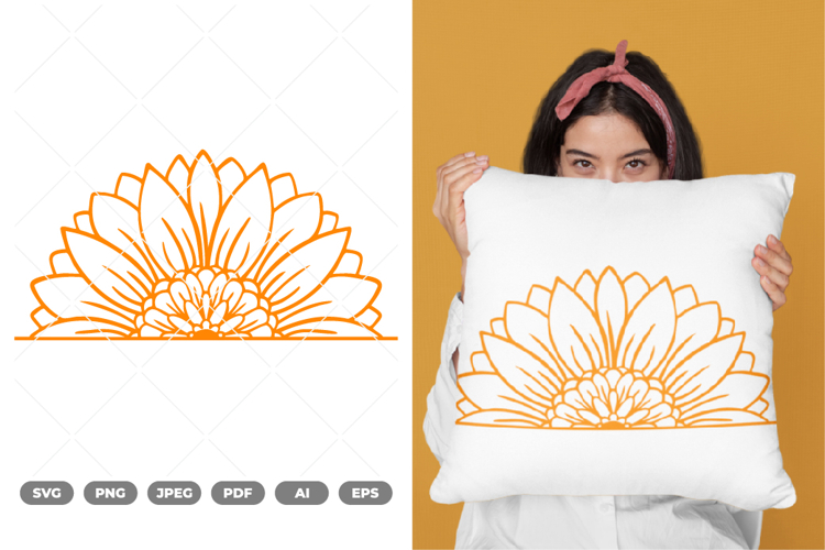 Half Sunflower SVG   Clipart
