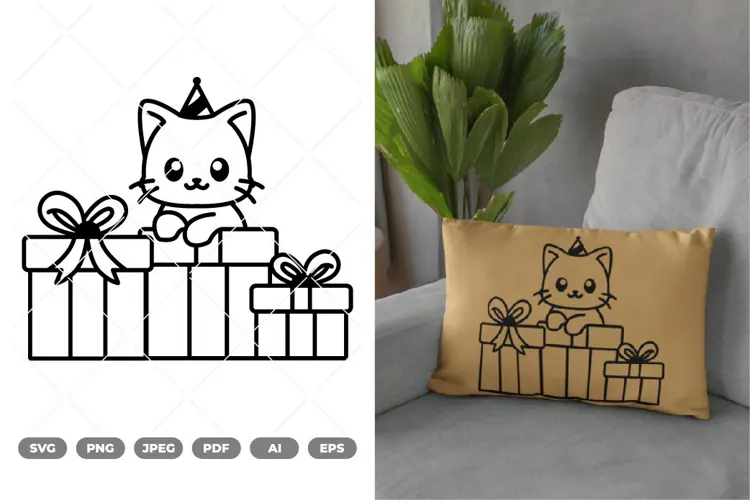 Birthday Cat SVG & Clipart