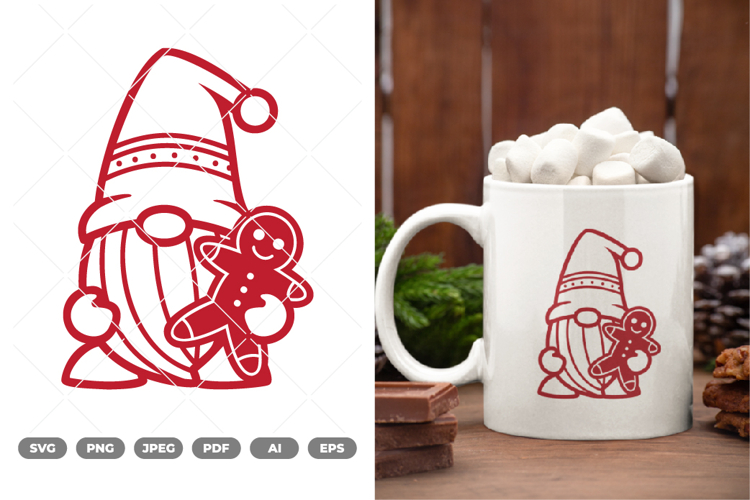 Kawaii Christmas Gnome SVG & Clipart