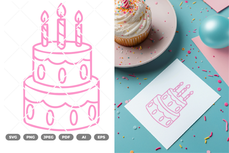 Birthday Cake SVG & Clipart example image 1