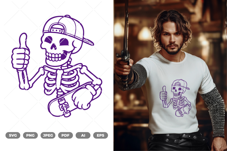 Thumbs Up Skull SVG & Clipart