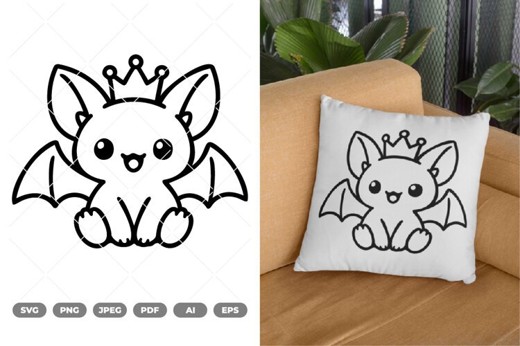 Kawaii Bat SVG & Clipart example image 1