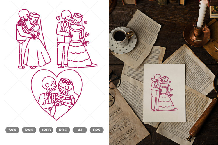 Marriage Skull SVG & Clipart example image 1