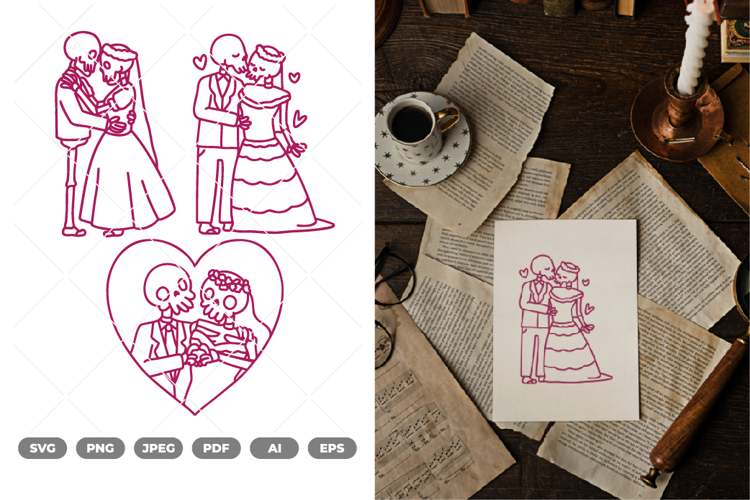 Marriage Skull SVG & Clipart