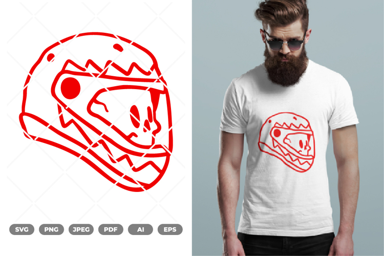 Skull Head Wearing Helmet SVG & Clipart