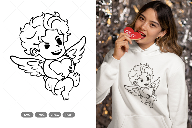 Kawaii Cupid SVG & Clipart