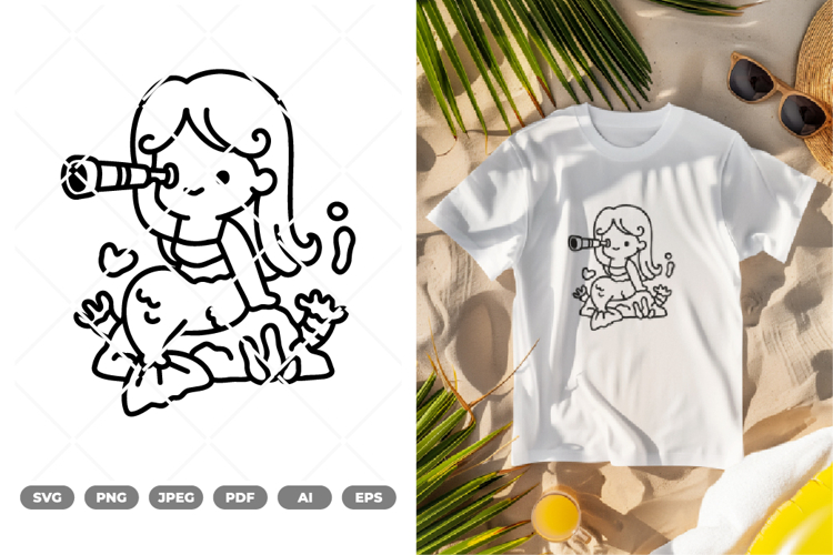 Kawaii Mermaid SVG & Clipart