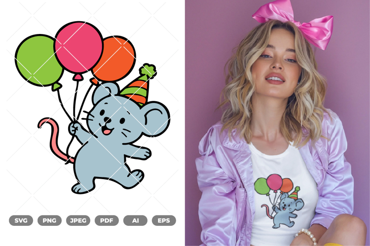 Party Mouse Colored SVG   Clipart
