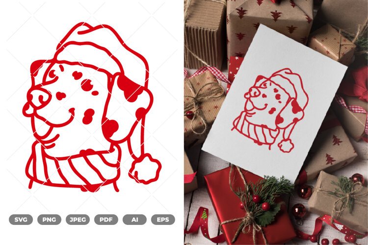 Kawaii Christmas Dog SVG & Clipart example image 1