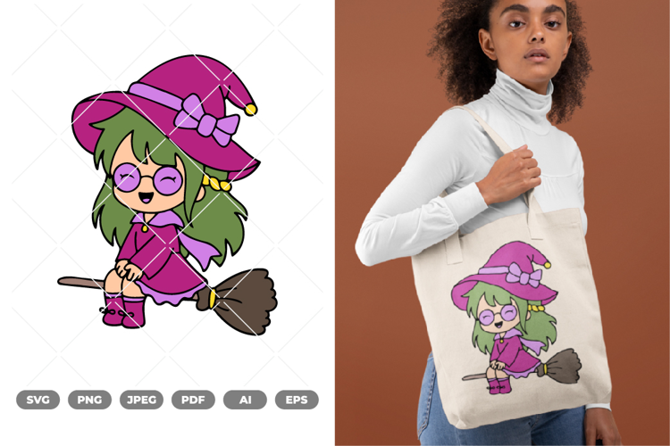 Chibi Witch Colored SVG & Clipart