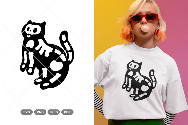 Skeleton Cat SVG & Clipart - Cut File
