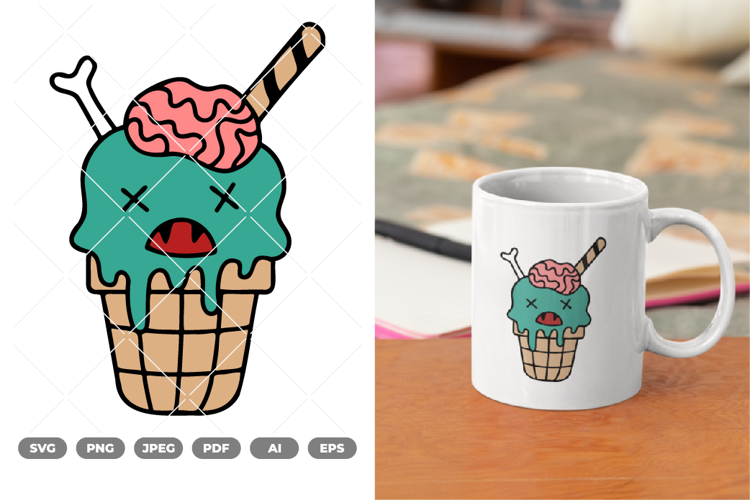 Ice Cream Monster Colored SVG & Clipart