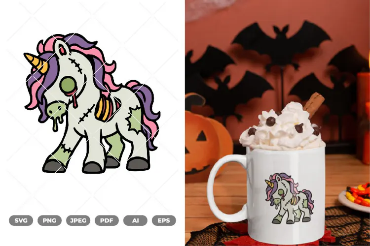 Zombie Unicorn Colored SVG & Clipart