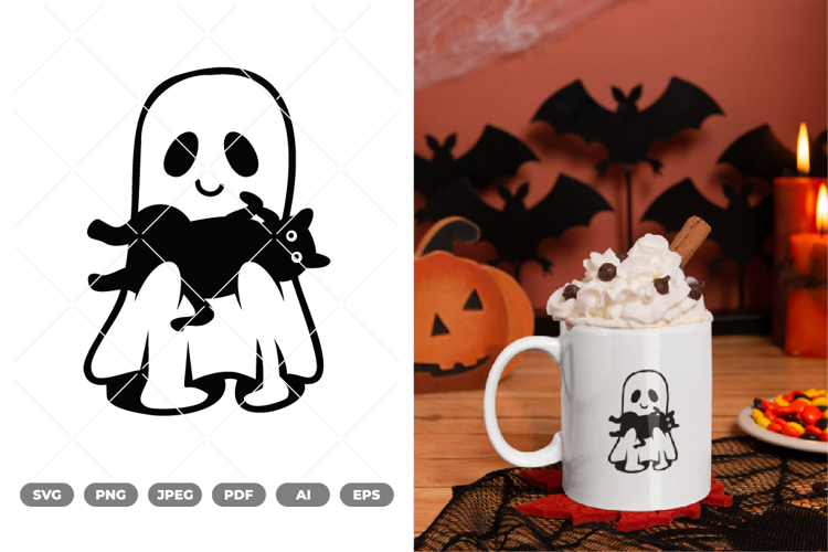 Ghost and Black Cat SVG & Clipart
