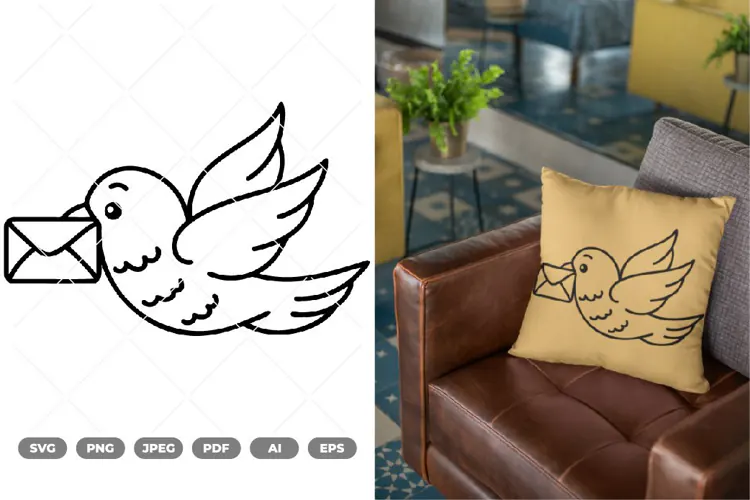 Bird with Envelope SVG & Clipart
