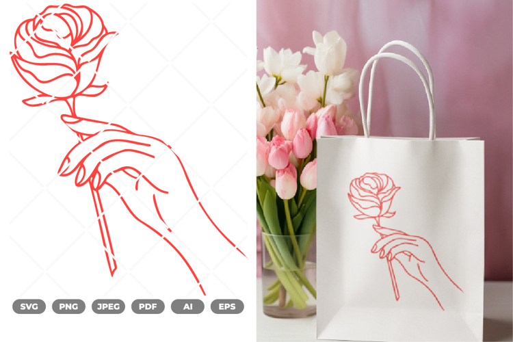 Hand and Rose SVG   Clipart