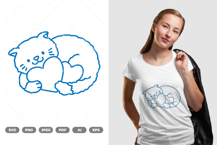 Cat and Heart SVG   Clipart