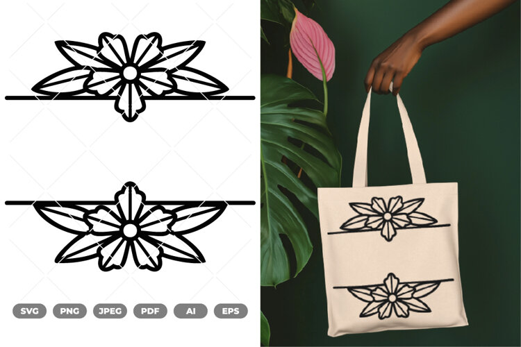 Split Floral Border SVG & Clipart example image 1