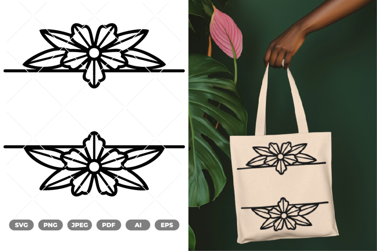 Split Floral Border SVG & Clipart