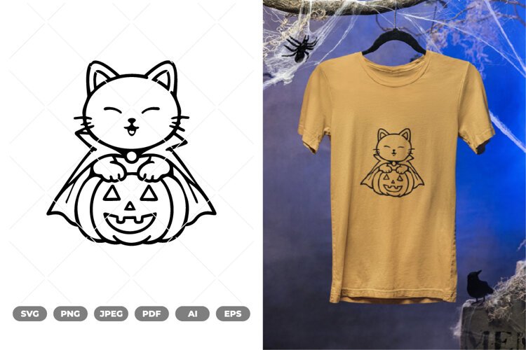 Halloween Cat SVG & Clipart example image 1