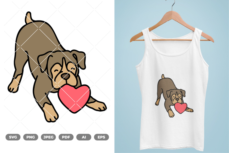 Dog and Heart Colored SVG & Clipart