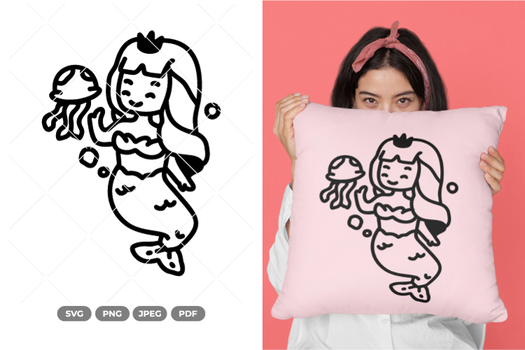 Kawaii Mermaid SVG   Clipart