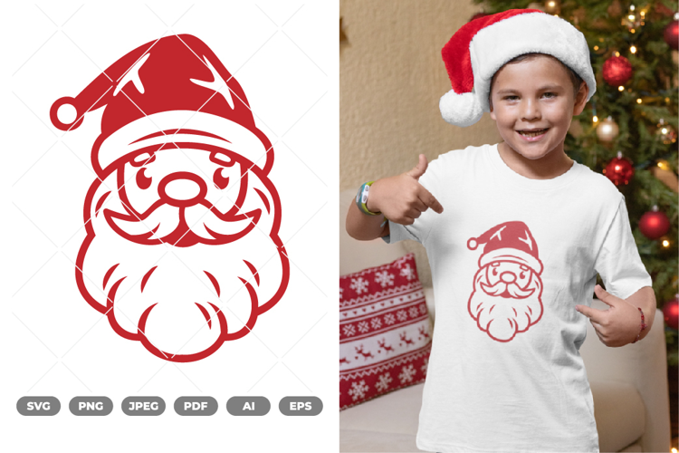 Christmas Santa Head SVG & Clipart