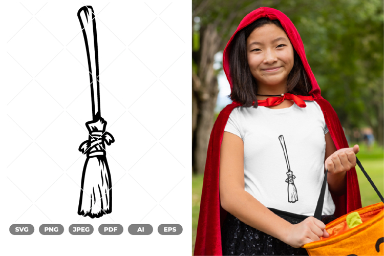 Broom Witch Outline SVG & Clipart