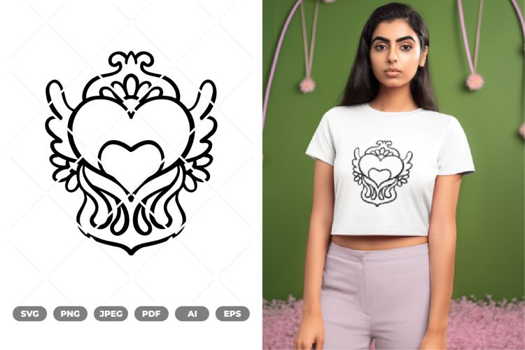 Floral Heart Tattoo SVG & Clipart