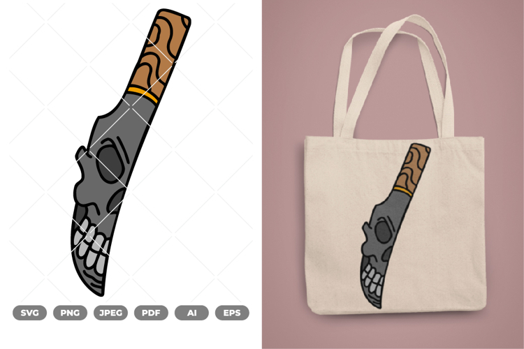 Skull Knife COlored SVG & Clipart
